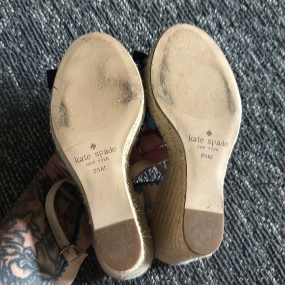 Kate Spade Jane Floral Bow Wedge Sandals Size 8.5 - Picture 6 of 7